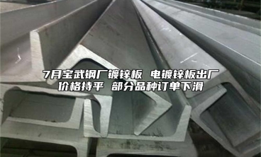 7月寶武鋼廠(chǎng)鍍鋅板 電鍍鋅板出廠(chǎng)價(jià)格持平 部分品種訂單下滑